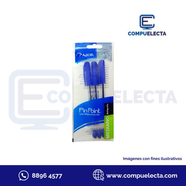 BOLIGRAFO + BASE AZOR PIN POINT 3U AZUL