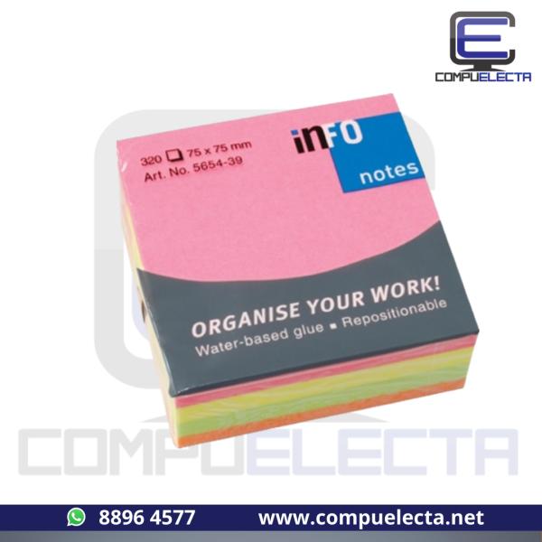 NOTAS STICKY CUBO COLORES INFO 5654-39 75x75mm