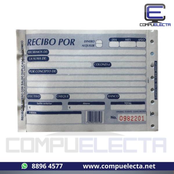 RECIBO DINERO C/COPIA QUIMICO