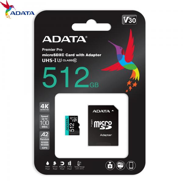 MEMORIA MICRO SD 512GB ADATA CALSS10 DX512GUI3 GO PRO