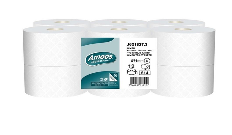 PAPEL HIGIENICO AMOOS JUMBO DOBLE HOJA 180M PACK12 ROLLOS J621827.3
