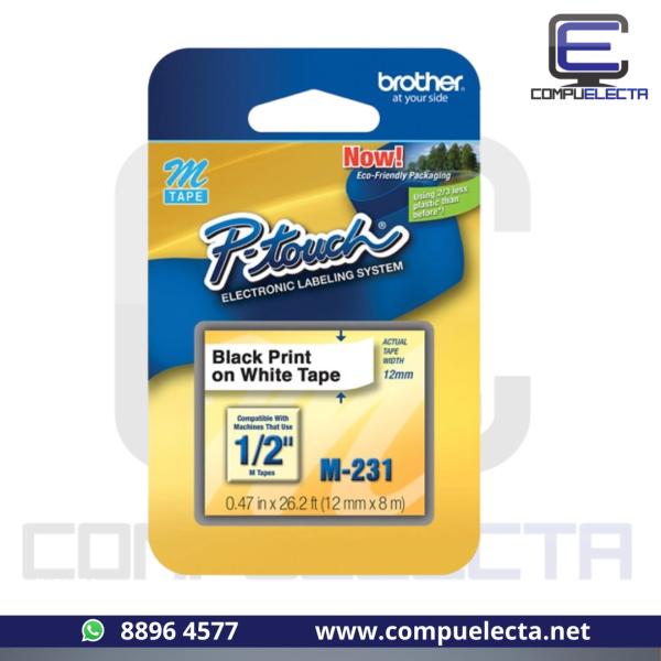 CINTA ROTULADOARA BROTHER M231 1/2PULG N/B