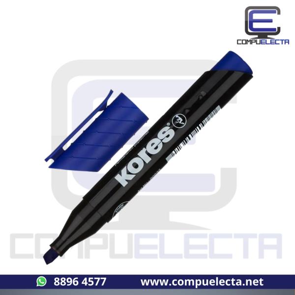 MARCADOR PERMANENTE PUNTA BISELADA KORES AZUL N.20953
