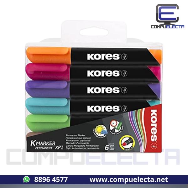 MARCADOR PERMANENTES 6 COLORES KORES XP1 N.20902