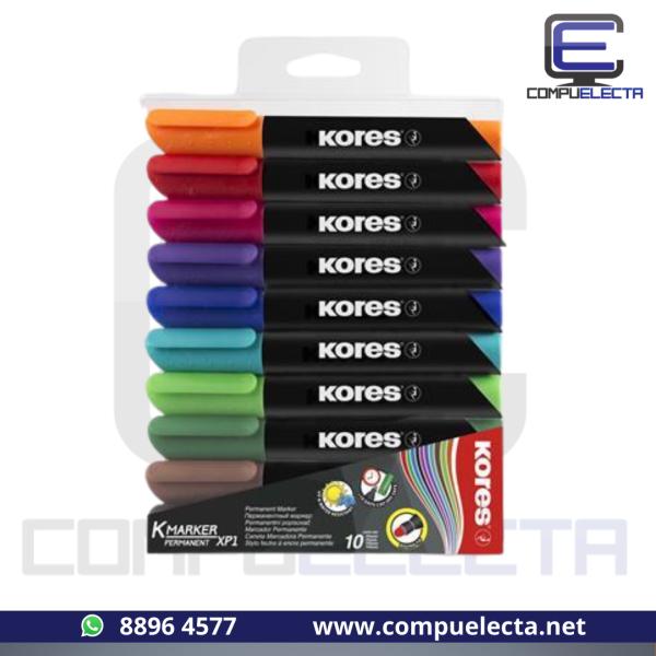 MARCADOR PERMANENTES 10 COLORES KORES XP1 N.20900