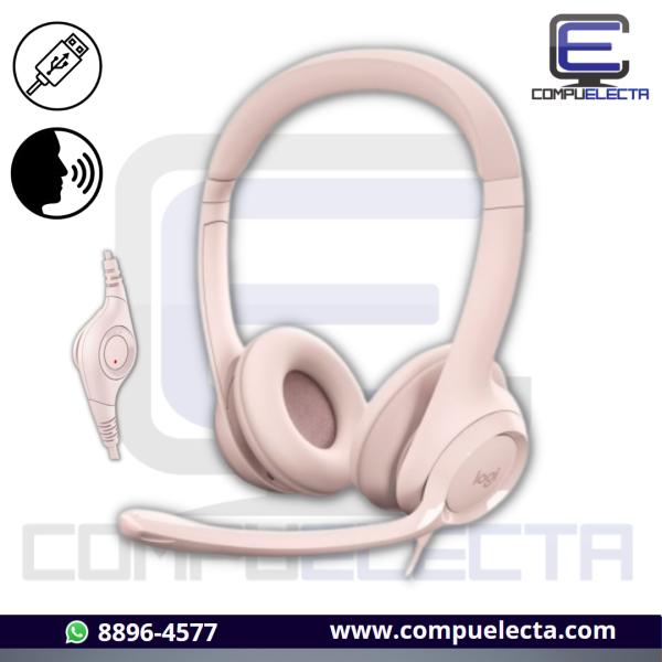 AUDIFONO HEADPHONES D LOGITECH H390 USB C/MIC ROSADO