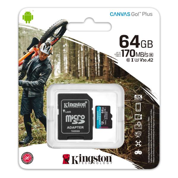 MEMORIA MICRO SD 64GB KINGSTON CLASS10 200MBS A2 U3 V30