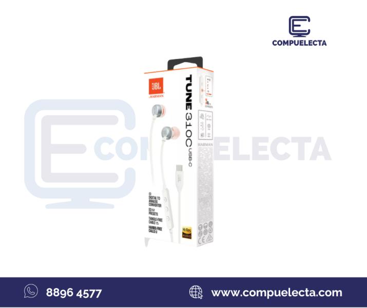 AUDIFONO EARPHONES JBL T310C USB-C BLANCO JBLT310CWHTAM