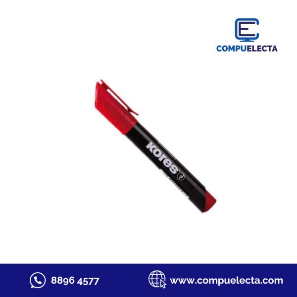 MARCADOR PERMANENTE PUNTA BISELADA KORES ROJO 20957