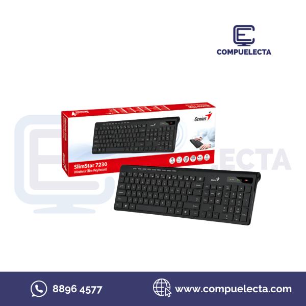 TECLADO GENIUS SLIMSTAR KB-7230 MEMBRANA INALAMBRICO CON RECEPTOR ESPA&Ntilde;OL 31310021401 NEGRO