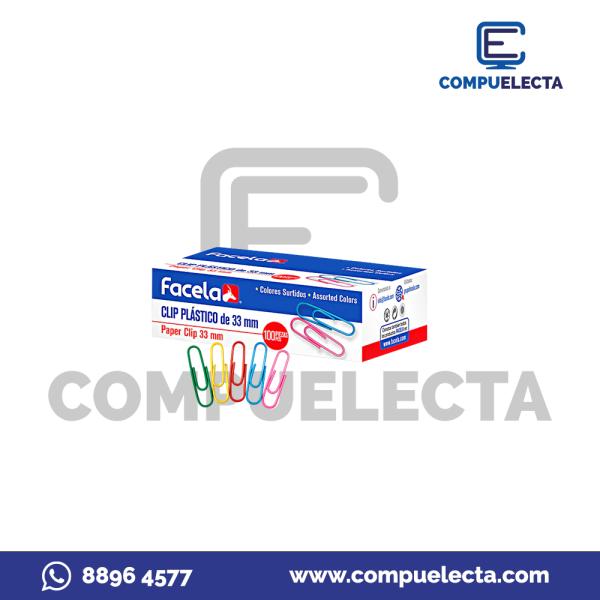 CLIPS 33MM COLORES 100PIEZAS FACELA PT16670