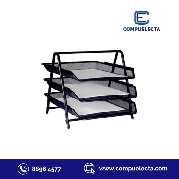 PAPELERA METALICA MALLA 3 NIVELES VERTICAL LD01-618-5