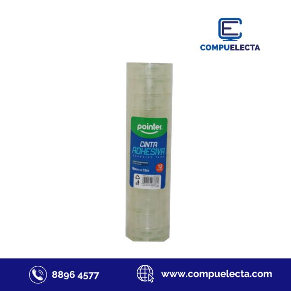 CINTA ADHESIVA INVISIBLE 3/4'' POINTER TP-1833SCN 12U