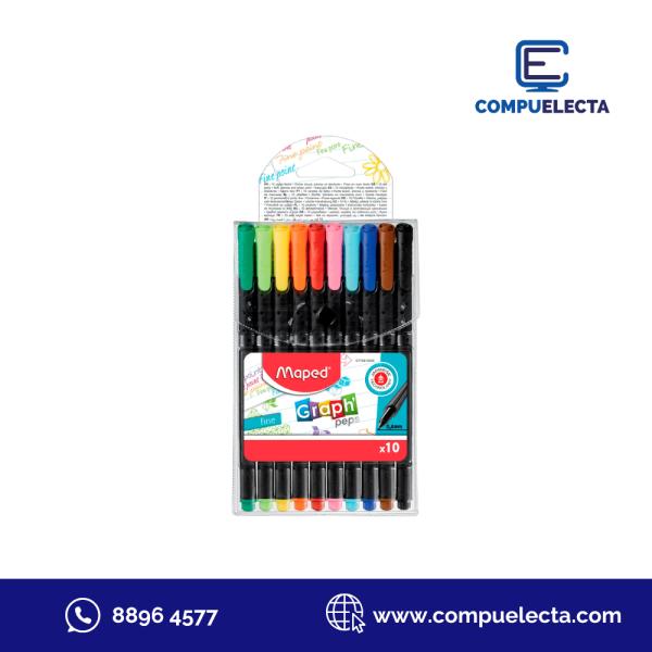 MARCADOR MAPED PUNTA FINA GRAPH PEPS ESTUCHE 10UD