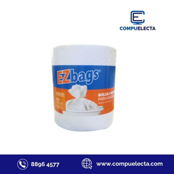 BOLSA PARA BASURA EZBAGS BLANCA ROLLO MEDIANA 139UND