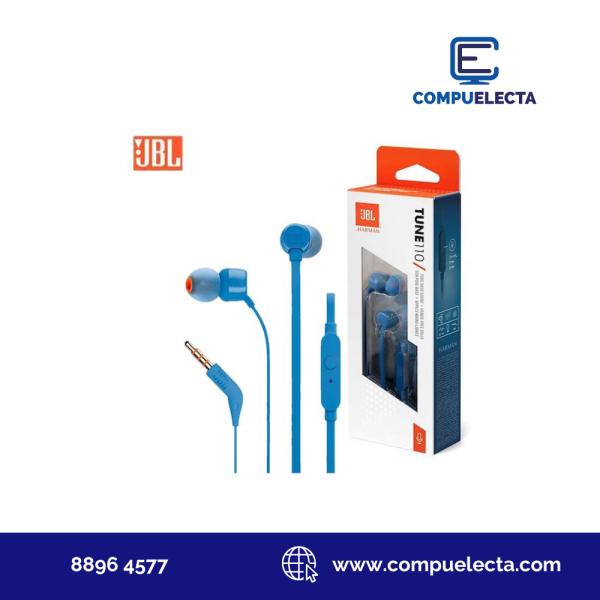 AUDIFONO EARPHONES JBL T110 3.5MM AZUL JBL110BLUAME