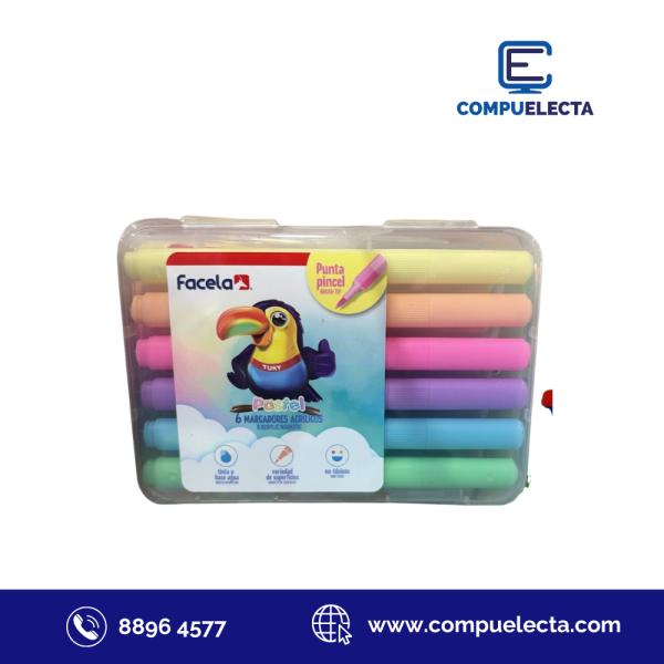 MARCADORES FACELA COLORES ACRILICO PASTEL 6U PT94055