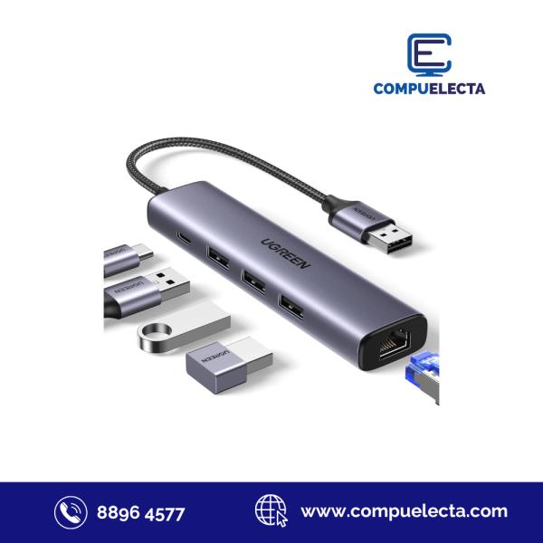 HUB USB MULTI UGREEN USB 3.0 A 3XUSB 3.0 + RJ45 60554