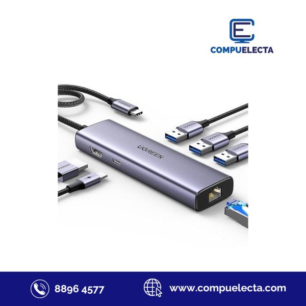 HUB TIPO C MULTI UGREEN REVODOK 6 EN 1 USB-C HDMI 4K RJ45 PD100W 15598