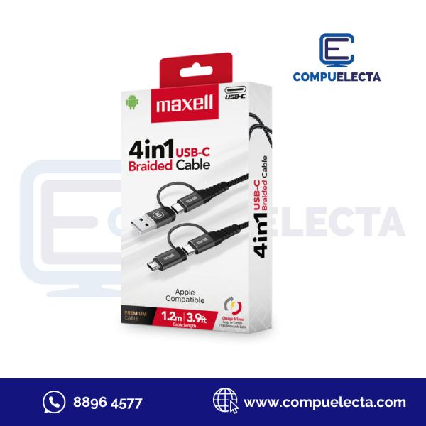 CABLE MAXELL USB C, USB A, MICRO USB 1.2M BC41-1.2M 348646