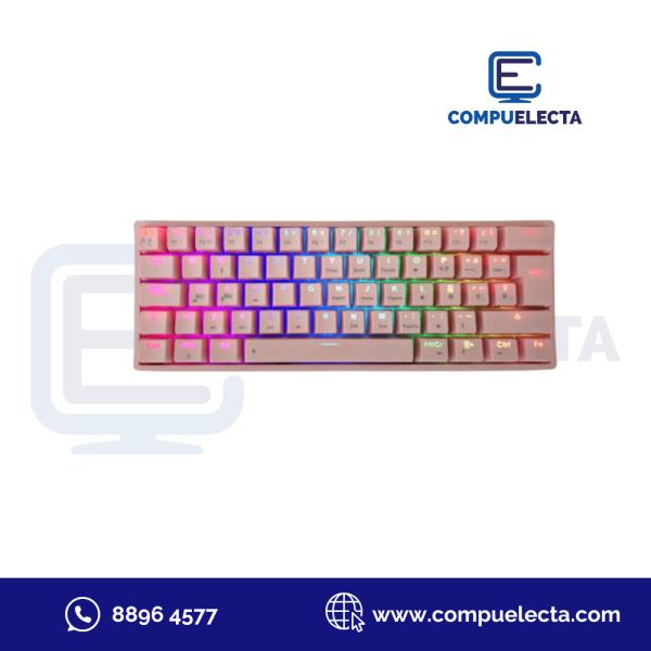TECLADO EAGLE WARRIOR GAMING RGB KAY182U0001C USB MECANICO 60% ROSADO