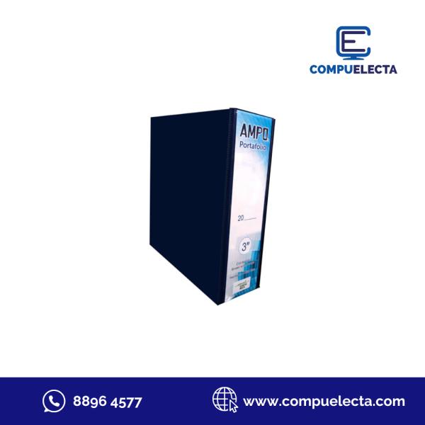 PORTAFOLIO DE 3" CARTA NEGRO/BLANCO AMPO