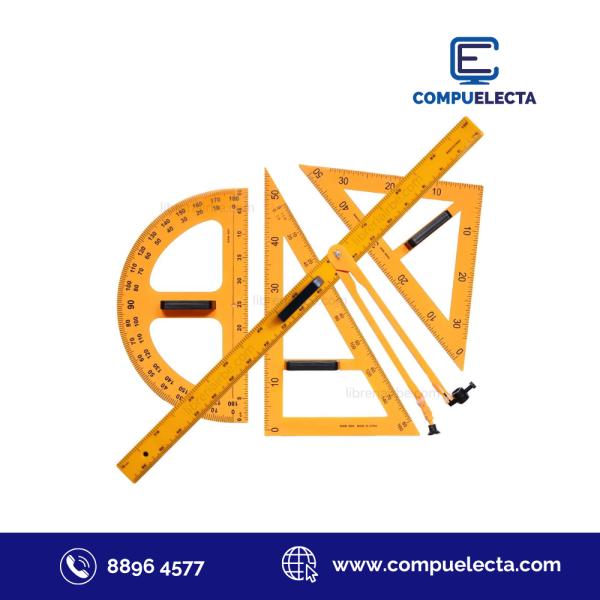 SET DE ESCUADRAS Y REGLA PLASTICA PARA MAESTROS