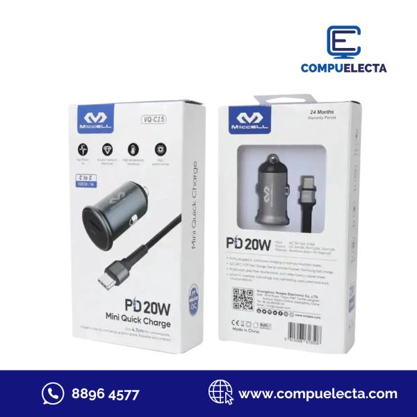 CUBO CARRO TIPO C A LIGHTNING 20W MICCELL VQ-C15