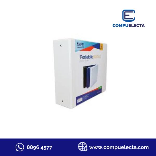PORTAFOLIO DE 4" CARTA NEGRO/BLANCO AMPO