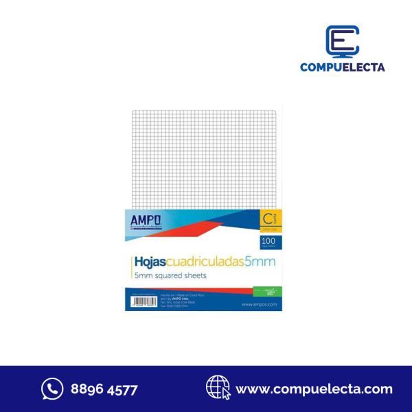 HOJAS CUADRICULADAS PAQUETE DE 100 HOJAS