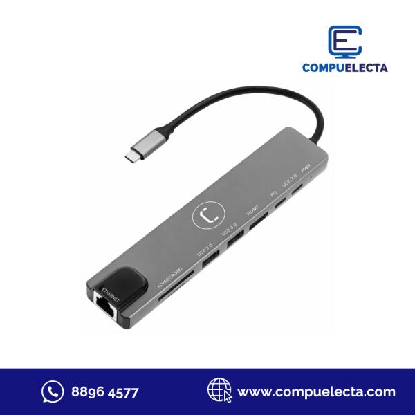 HUB TIPO C MULTI UNNO 8 EN 1 HDMI + USB-A HB1109SV