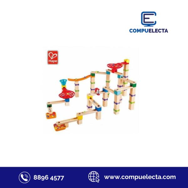 PISTA DE CANICAS DE MADERA CON TRUCOS Y GIROS E1100