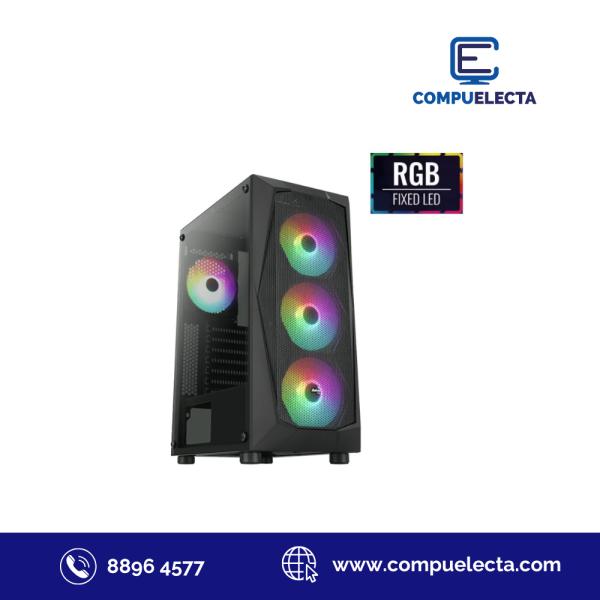 CASE GAMING RGB AEROCOOL FALCON G-BK-V2 MID TOWER VENTILADORES 4 DE 120MM VIDRIO TEMPLADO LATERAL Y MALLA FRONTAL NEGRO