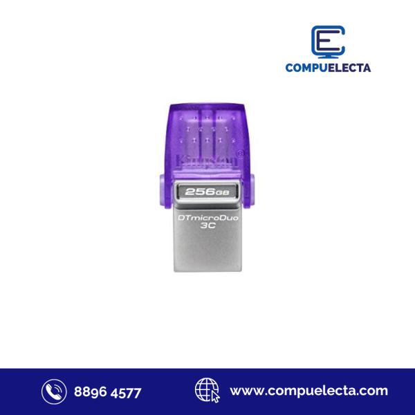 MEMORIA USB 256GB KINGSTON DATA TRAVELER MICRO DUO 3C USB-A / USB-C PLATEADO/MORADO