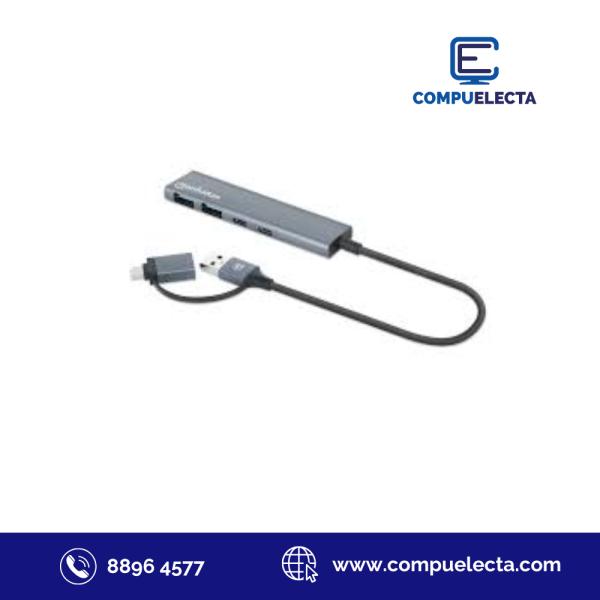 HUB TIPO C USB MANHATTAN USB-A 3,0 Y USB-C COMBO 2 X 2 CONECTOR 181075