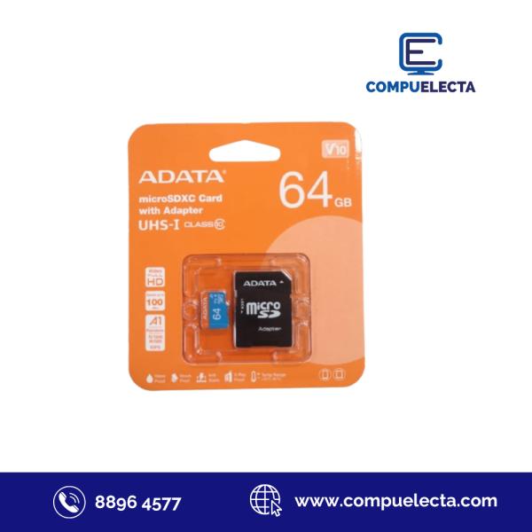 MEMORIA MICRO SDXC 64GB ADATA  CLASE10 AUSDX64GUICL10A1-RA1 100 MB/S