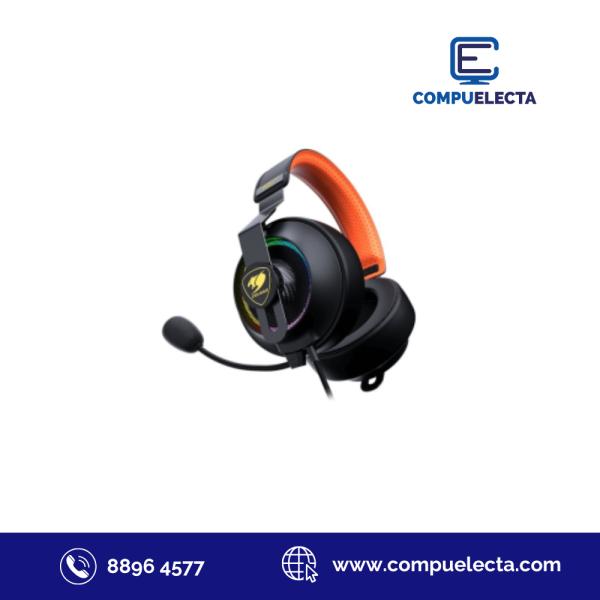 AUDIFONO HEADPHONE COUGAR GAMING RGB PHONTUM PRO PRIX NEGRO/NARANJA AL&Aacute;MBRICO