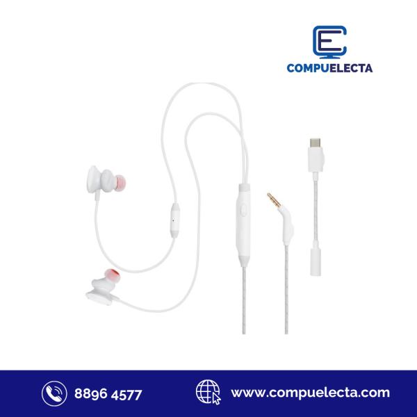 AUDIFONO EARPHONES JBL QUANTUM 50C 3.5MM/TIPO C BLANCO JBLQTUM50CWHTAM