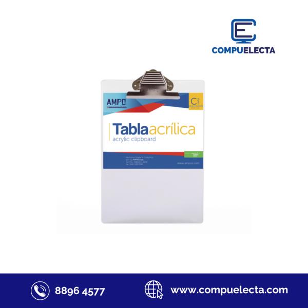 TABLA CON PRENSA CARTA AMPO ACRILICA TRANSPARENTE HUMO