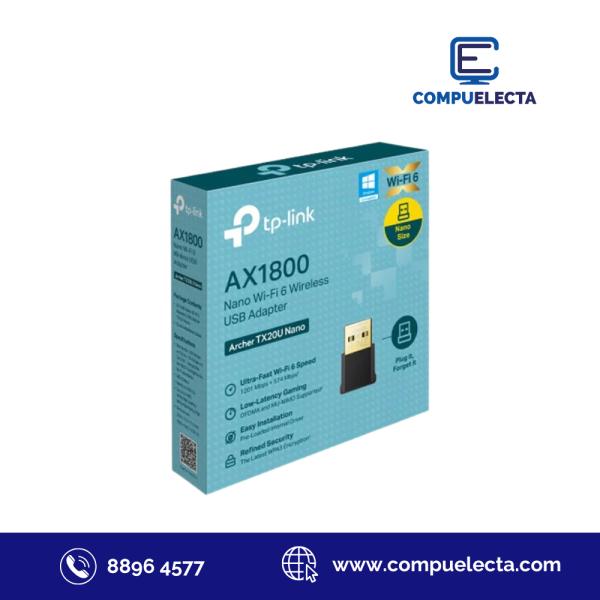 ADAPTADOR INALAMBRICO TP LINK ARCHER TX20U NANO(US) USB WIFI 6 5 GHZ MU-MIMO