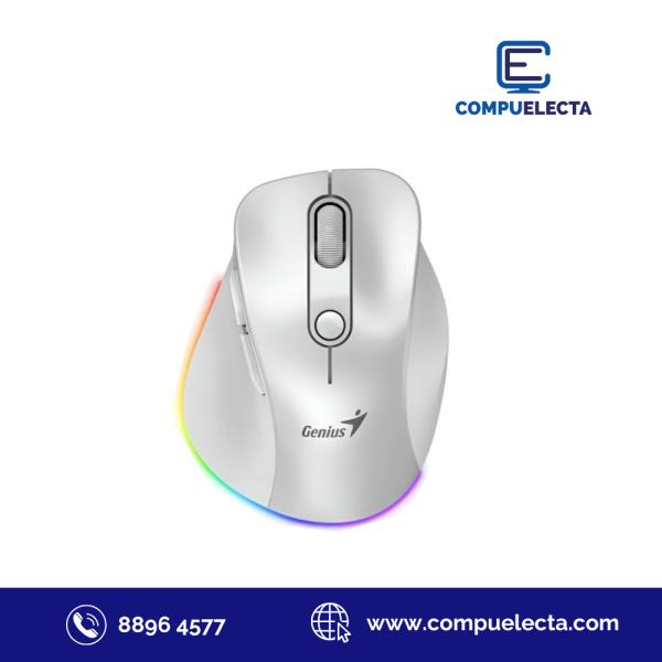 MOUSE GENIUS INALAMBRICO RGB RS2 ERGO 9000S PRO BLANCO