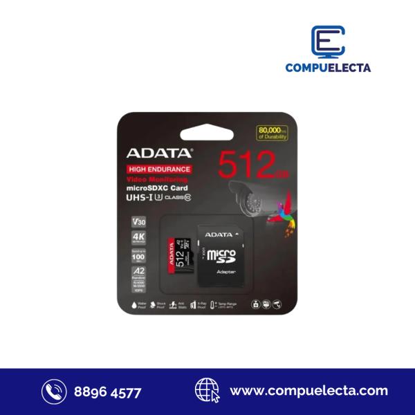 MEMORIA MICRO SDXC 512GB ADATA HIGH ENDURANCE CLASE10 AUSDX512GUI3V30SHA2-RA1 100 MB/S