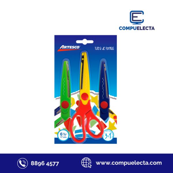 TIJERA CON FORMAS 3 TIPOS DE CORTE ARTESCO