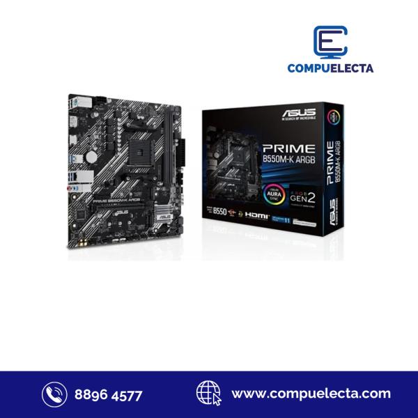 TARJETA MADRE ASUS PRIME B550M-K ARGB AM4 MICRO ATX DDR4 90MB1GC0-M0EAY0 NEGRO
