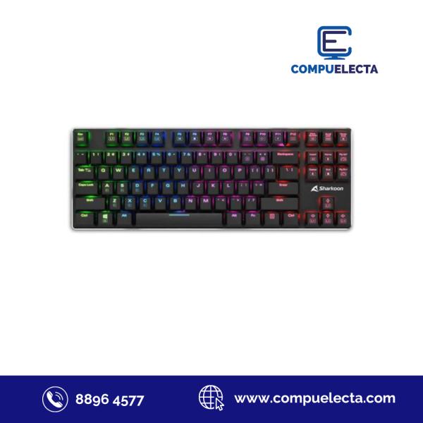 TECLADO SHARKOON GAMING RGB  PUREWRITER MECANICO AL&Aacute;MBRICO NEGRO