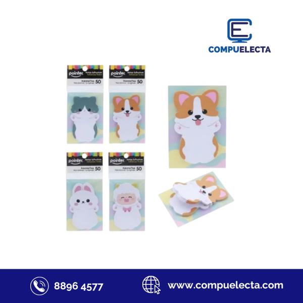NOTAS ADHESIVAS DE ANIMALES POINTER 50 HOJAS