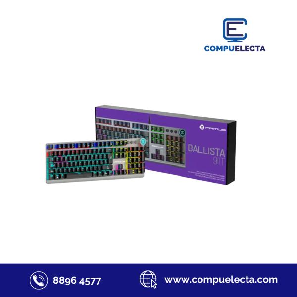 TECLADO PRIMUS GAMING RGB BALLISTA 91T PKS-093S AL&Aacute;MBRICO GRIS