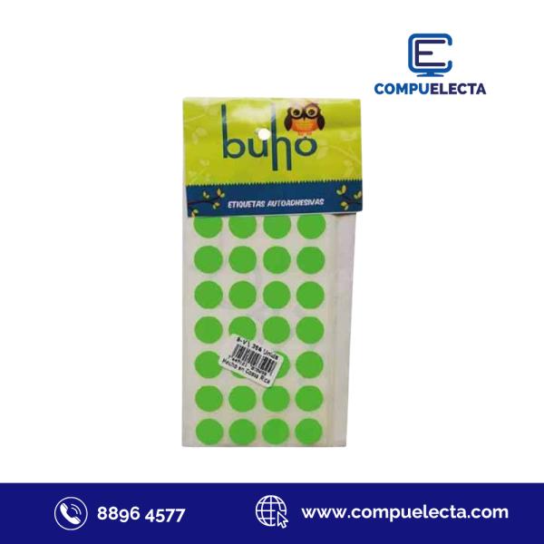 ETIQUETA AUTOADHESIVA 8-A VERDE FOSFOR BUHO 384UND